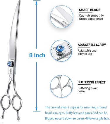 Професійна вигнута ножиця для грумінгу собак від JASON, 8 дюймів, з японської сталі 440C, для собак та котів