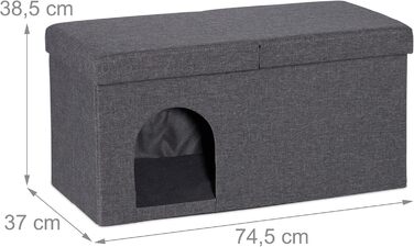 Кігтечка для котів Relaxdays, складана лавка, сіра, 38,5 x 74,5 x 37 см