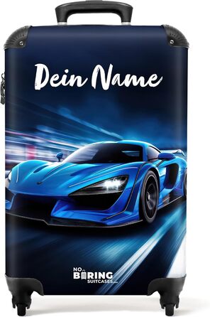 Дитячий валіза-роликовий колірний з ініціалами та іменем, 55x40x20см - валіза для ручної поклажі, валіза для хлопчиків, легкий, з принтом 'Ренн-авто'