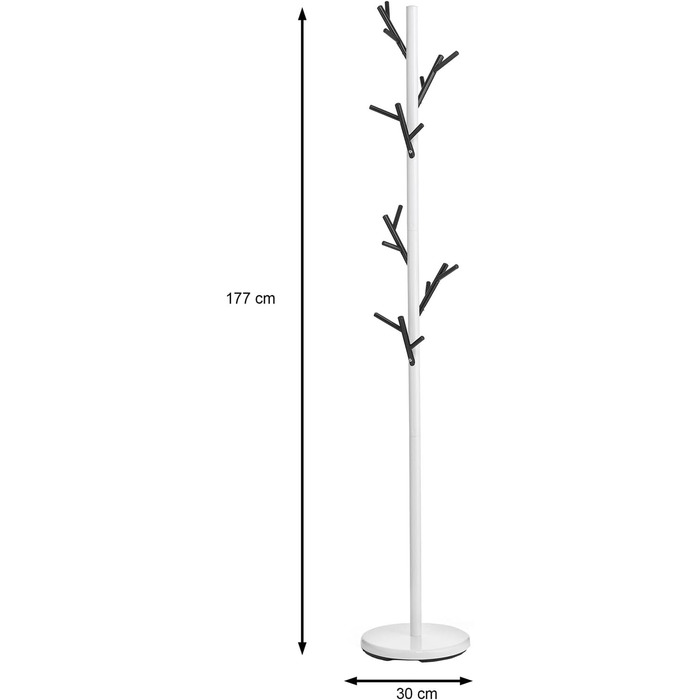 IDIMEX Clothes Rack ZENO made of metal, coat rack in green painted finish, jacket stand with 6 practical hooks (White/Black)