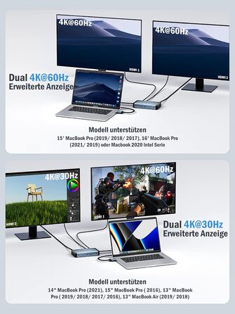 Док-станція USB-C 12 в 1: 3 монітори, HDMI, VGA, Ethernet, USB 3.0, PD 100W, SD/TF, AUX для Windows/Mac/Dell/HP