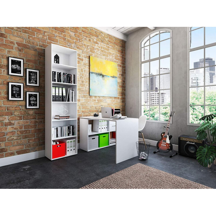 Möbelando Trio 6 - White 6-Tier Corner Shelf