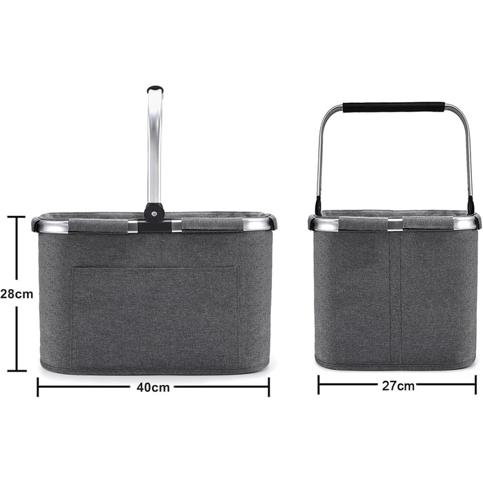 30L Family Shopping Bag Shopping Basket Foldable Carrying Basket Large Picnic Basket Folding Basket Travel Bag Practical Shopping Basket with Padded Handles - ideal for Travel/Picnic/Shopping/Gift