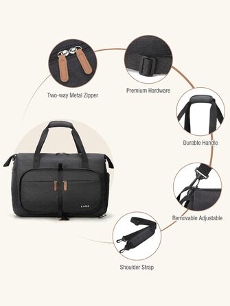 Чорна дорожня сумка Lekesky 30L: Easyjet, Weekender, спортивна, з відділенням для взуття, водонепроникна
