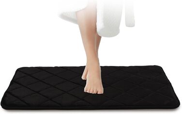 Килимок для ванної кімнати Jawaonline - Плямистостійкий, з Memory Foam, надзвичайно поглинаючий, антиковзний, придатний для прання (Чорний, 50x80 см)