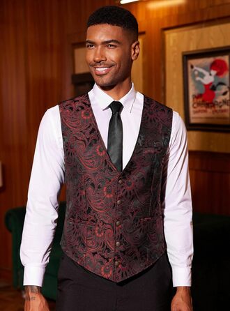 Жилет чоловічий COOFANDY Paisley вікторіанський стімпанк готичний, бордовий, 3XL