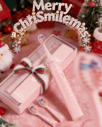 Електрична зубна щітка MySmile DY156 для дорослих: акумуляторна звукова щітка з 3 насадками, таймер 2 хвилини, 5 режимів, 45000 вібрацій на хвилину, 60 днів роботи від однієї зарядки (рожевий)