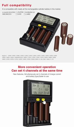 Зарядний пристрій LGIDTECH C4 MiBOXER для акумуляторів 18650 з автозарядкою та LCD дисплеєм (AA, AAA, C, 26650, 16340, 18500, 18350, 17670, RCR123, Li-ion, IMR, INR, ICR, NI-MH, NI-Cd, LiFePO4)