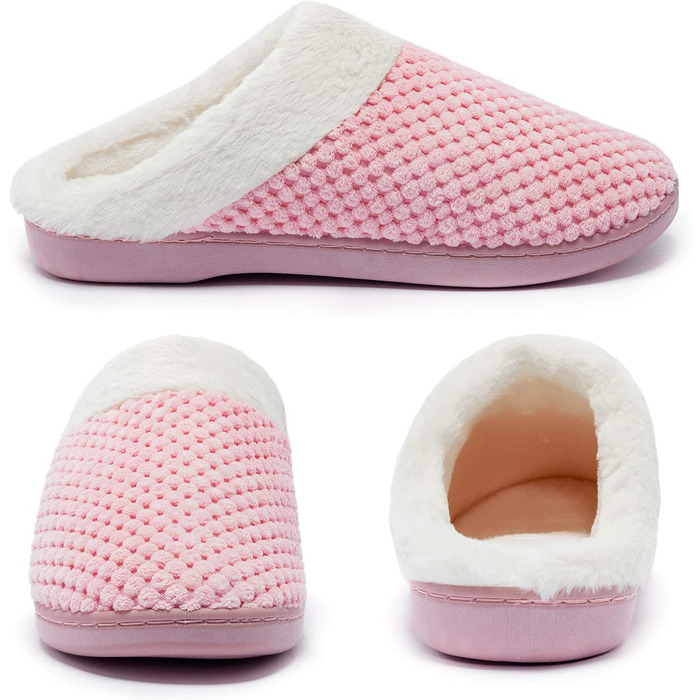 Тапочки жіночі зимові теплі з меморі-піною Hausschuhe, зручні, пухнасті, з антиковзким покриттям, легкі, для дому (42/43 EU, Рожеві)