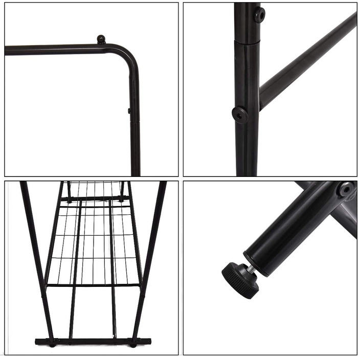 JURMERRY Freestanding Clothes Rack, Double Hanging Rail, High-Performance Metal with Shelf, Commercial Quality (Bronze)
