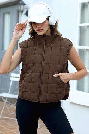 ZEAGOO Жилет чоловічий теплий осінній/зимовий, легкий, з кишенями, колір: коричневий (L)