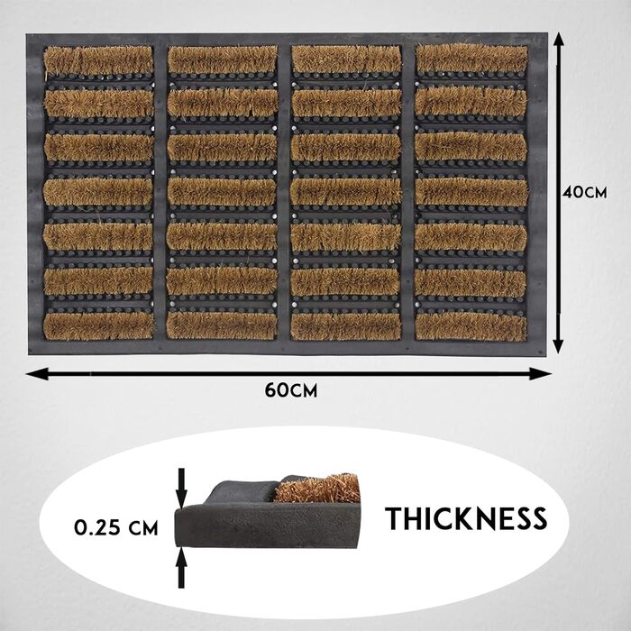 LSC Tuff Scrape Doormat, durable outdoor doormats, removes grass, mud, and dirt, 100% natural coconut fiber bristles with rubber backing, machine washable, non-slip doormats, large (nbs 1
