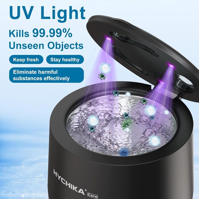 Ультразвуковий очищувач для кап, брекетів та елайнерів з УФ-стерилізацією 45 кГц, 4 режими, 200 мл, чорний