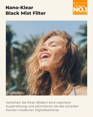 Фільтр K&F Concept 58mm Black Promist 1/4 з оптичного скла з Multi-Nano покриттям для відео та портретної фотографії (Nano-Klear)