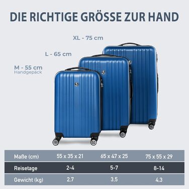 Набір валіз FERGÉ 3 шт. з жорстким корпусом, розширюваний, Toulouse (ручна поклажа, L, XL), валіза на коліщатках, 4 колеса, 100% ABS, рожевий (3 шт., Royal-blue)