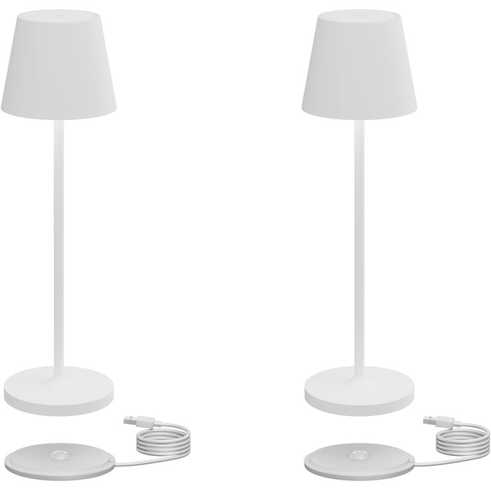 LED акумуляторна настільна лампа Klighten 2 шт., диммування, для дому та вулиці, USB-зарядка, 3000K, IP54, алюміній