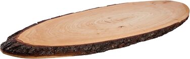 Batania Oval Serving Board, approximately 58-65 x 22-26cm, rustic serving board, cutting board, unique grain pattern, natural wood board for cheese, meat & bread, decorative, durable