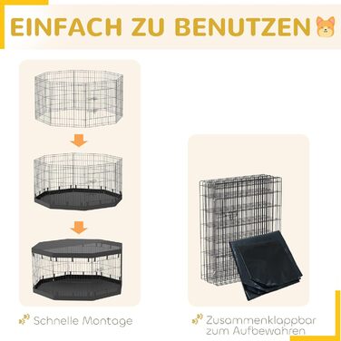 PawHut® Вольєр для цуценят, огорожа для собак, вольєр для тварин, 71x61 см (Чорний, 159 x 76 см)