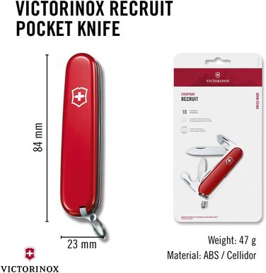 Мультитул Victorinox Recruit: Швейцарський ніж з 10 функціями, ніж, відкривачка для консервів, викрутка 3 мм