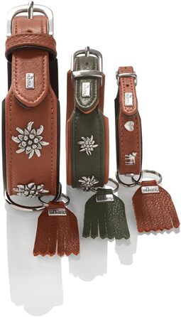 Нашийник для собак HUNTER München, зелено-коричневий, шкіряний, з вишуканими деталями, м'який та міцний, не травмує шерсть, екологічний, Made in Germany, розмір 50