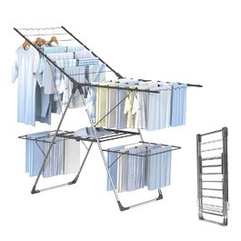 Сушарка для білизни Innotic - розкладна, портативна, з 4 крилами, регульована по висоті (сірий)