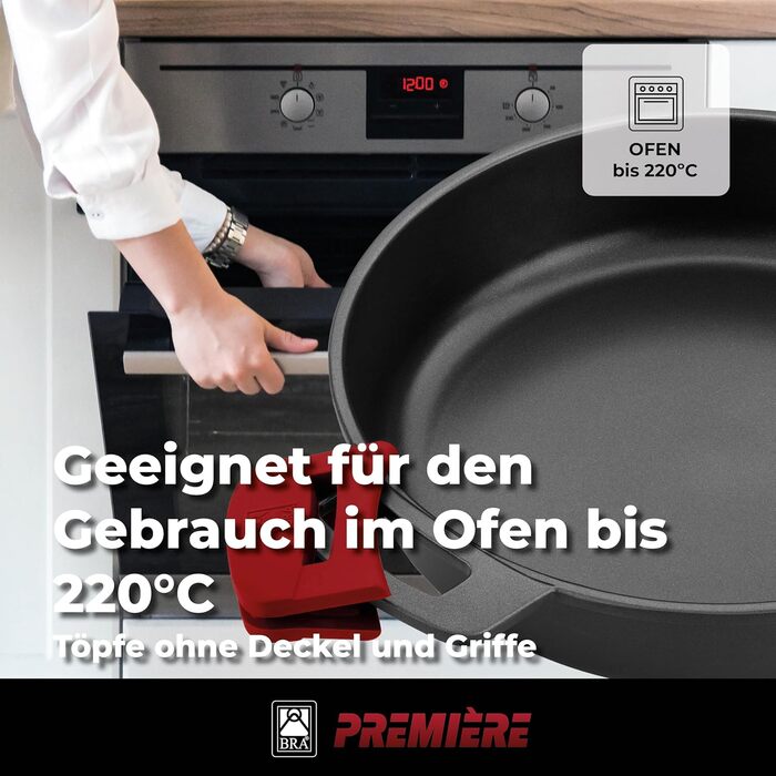 Набір посуду BRA Premiere 9-ти частинний з антипригарним покриттям, з алюмінію, знімні ручки, PFOA-free, для всіх типів плит та духовок