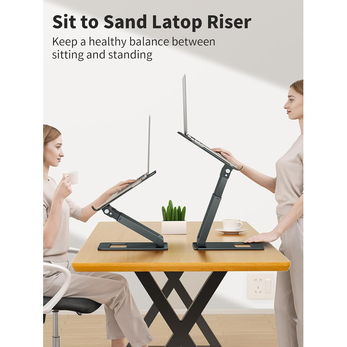 Adjustable Laptop Stand for Desk - Telescoping Design, Ergonomic Riser for 10-17 inch Laptops (Gray)