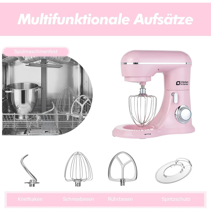 Кухонний комбайн Kitchen in the box: 6 л, 1300 Вт, 10+ швидкостей, з набором насадок (крюк, віночок, гак)