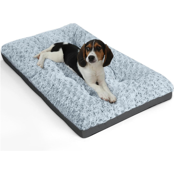 ALANMOND Dog Bed for Large and Medium Dogs - Fluffy Dog Cushion, Washable Dog Mat - Waterproof, Non-Slip, Breathable - - 91 x 58 cm (L 107 x W 71 x H 9 cm, Grey)