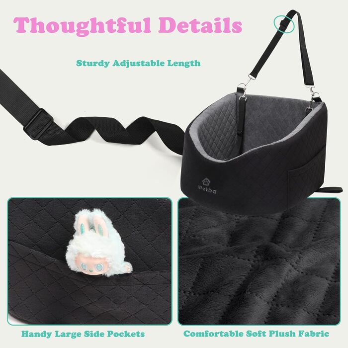 Автокрісло для собак iPetba – безпечне, антиковзаюче, для маленьких собак, зелено-чорне