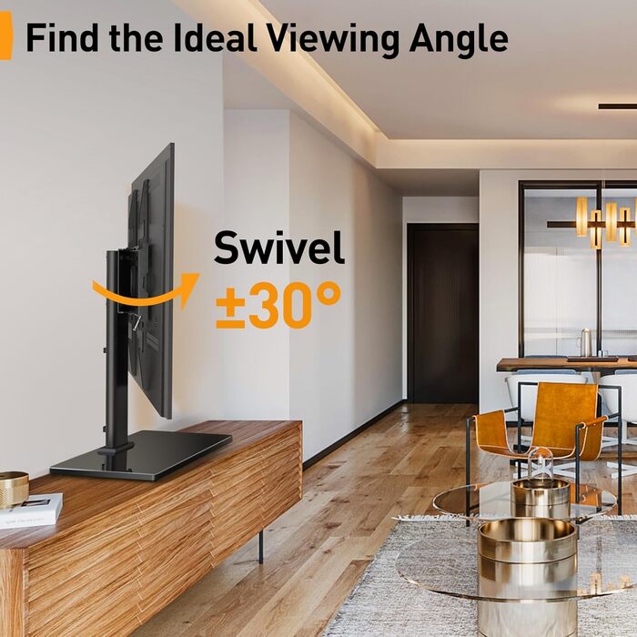 Підставка для телевізора Perlegear: поворотна, для OLED/LCD/LED, 26-60 дюймів, до 40 кг, VESA 400x400 мм, регулювання висоти