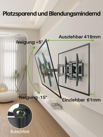 Кріплення для телевізора USX-MOUNT, поворотне та нахильне, для LED, LCD, Plasma (47-84 дюймів), VESA 600x400 мм, подвійний подовжуваний кріплення, до 60 кг