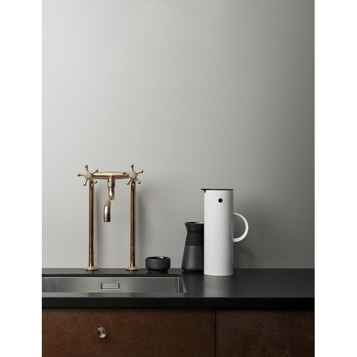Термос Stelton EM77 - 1 літр, білий. Зберігає тепло та холод, з скляною вставкою, магнітний замок, для чаю та кави, вінтажний дизайн