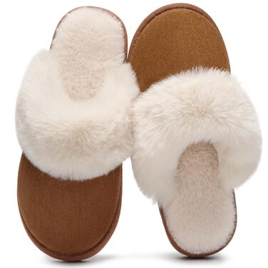 Тапочки зимові для жінок та чоловіків з пам'яттю, м'які, теплі, з антиковзаючою підошвою, зручні, для дому та вулиці, 38.5/40 EU, темно-коричневі