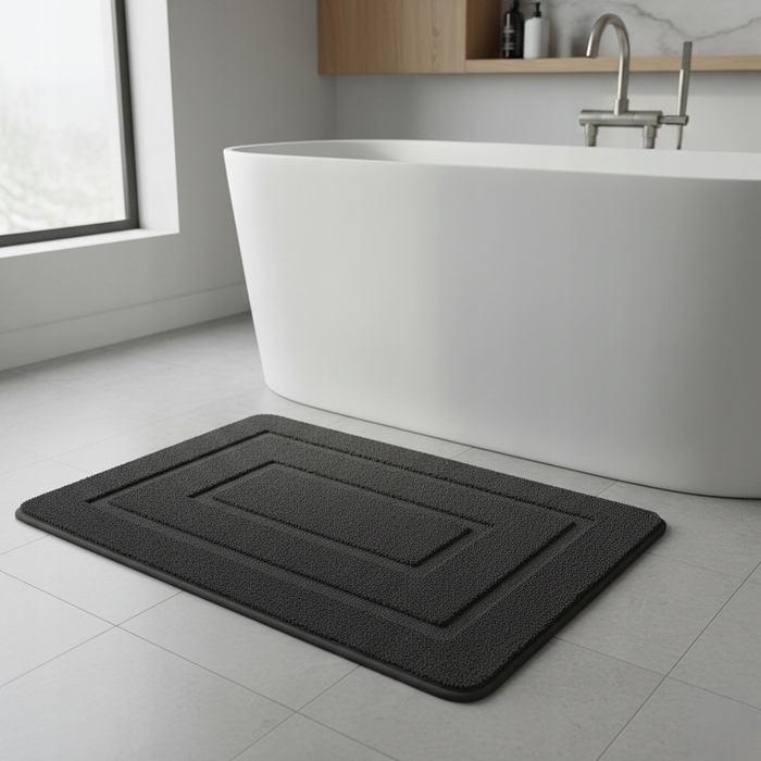 Килимок для ванної кімнати SmartHome, чорний, прямокутний, 50x80 см, з вирізом під унітаз