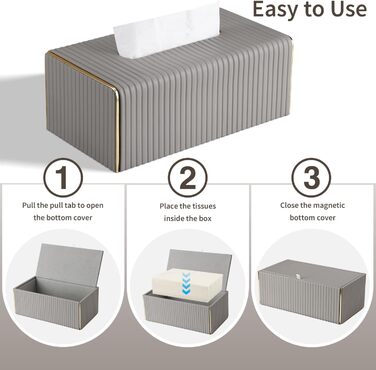 Стильна тканинна коробка для серветок з PU шкіри (світло-сіра в смужку)