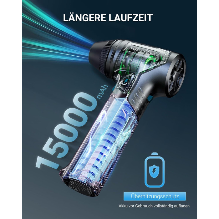 VANTRUE POWER Електричний повітряний пилосос-800G, бездротовий, акумуляторний, для чищення клавіатури, автомобіля, дому