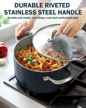 Набір каструль та сковорідок Cook N Home, 10 предметів, антипригарне покриття, кераміка, індукція, блакитний