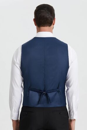 Стильна жилетка для весілля та офіційних заходів HISDERN з малюнком у клітинку, бавовна, для чоловіків, колір: Royal Blue, розмір XL