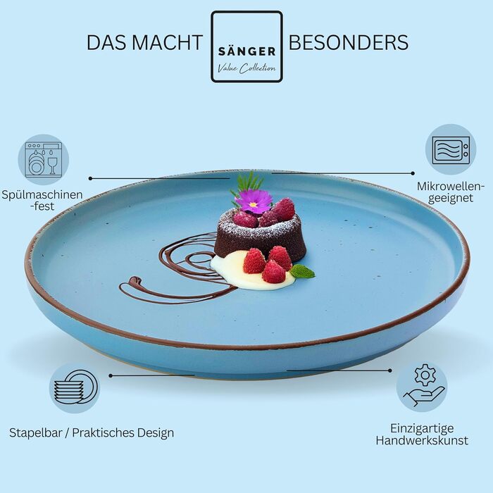 Набір керамічних мисок Sänger VALUE COLLECTION (Бомбей Сапфір) - 4 шт., 700 мл, для мюслі та десертів, стійкі до подряпин, мікрохвильовки та миття в посудомийній машині