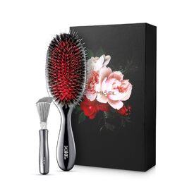 Щітка для волосся з щетиною дикого кабана та засіб для чищення | MISEL | Для жінок та чоловіків | Розплутує волосся, зменшує пошкодження