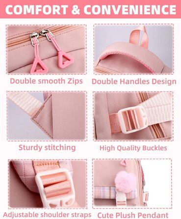 Рюкзак для підліток та жінок, 17 дюймів, легкий, естетичний, для подорожей, навчання, роботи (рожевий)