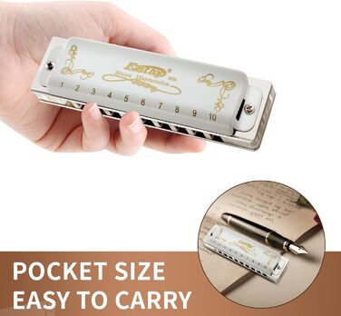 Губна гармошка East Top Diatonische Blues Harmonica C Key T008L - 10 отворів для професійних музикантів, початківців та дітей