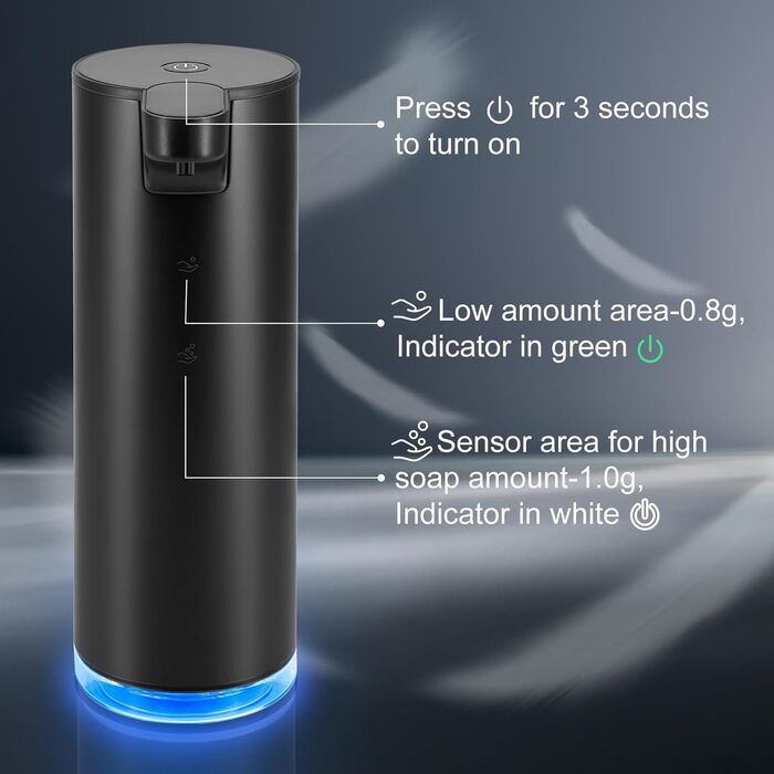 Automatic Soap Dispenser Stainless Steel Foam Soap Dispenser Electric - LAOPAO Soap Dispenser Set IPX5 Waterproof USB-C Charging with Sensor Infrared Motion Sensor for Kitchen & Bathroom (Black)