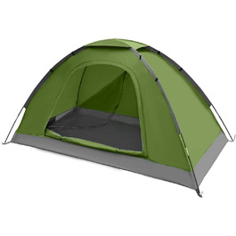 1-Person Camping Tent - Lightweight Dome Tent with Mosquito Net Window, Waterproof (3000mm), Easy Setup - Olive Green