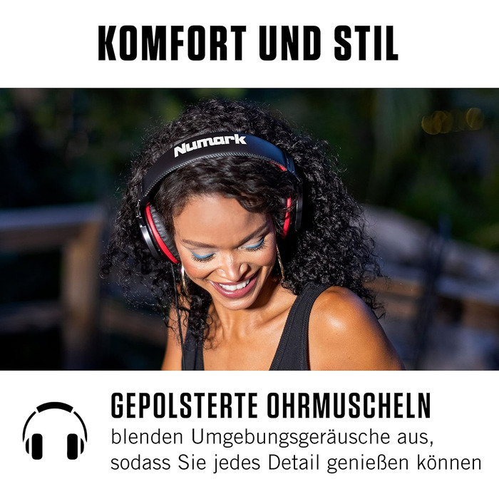 Numark DJ Pro Paket Platinum FX: DJ контролер з 4-дековим управлінням, аудіоінтерфейсом, дисплеями Jogwheel та ефект-педами, HF175 навушники (40 мм драйвер)