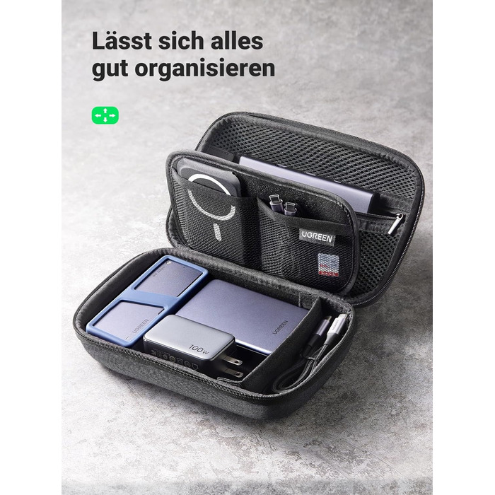 Організатор для електроніки UGREEN: водонепроникний кейс для кабелів, зарядних, power bank та аксесуарів (23 x 14 x 8 см)