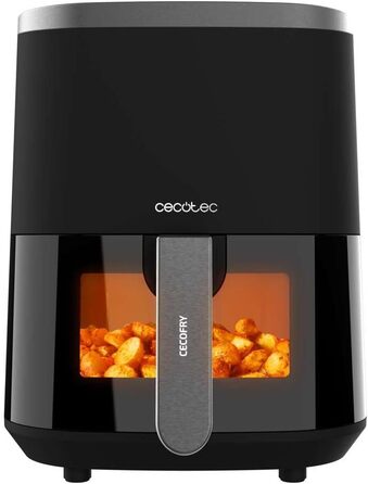 Фритюрниця без олії Cecotec Cecofry Fantastik Window 4000, 4 л, 1400 Вт, 9 програм, сенсорне управління, PerfectCoo, 80-200ºC, чорний