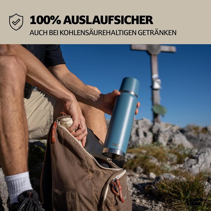 Jaco® Thermos Flask 1L, 750ml, 500ml | Thermos with Cup | Our thermos flask keeps drinks hot for at least 24 hours | The insulated flask with double-walled insulation is 100% leak-proof & made from recycled stainless steel.