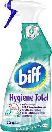 Засіб для чищення ванної кімнати Biff Bad Total Hygienische Frische проти вапна та бруду, гігієнічна свіжість, спрей (набір 8 x 750 мл)